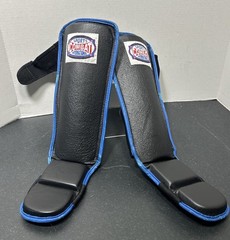 Combat Sports Hook And Loop MMA Shin Guards Large Blue Black