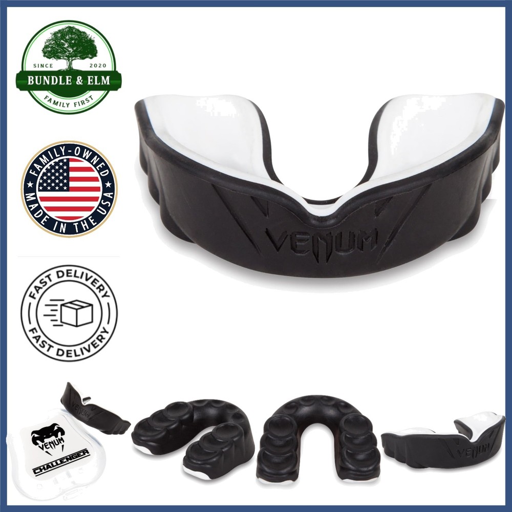 Challenger Mouthguard for Adults, Black/Ice, Custom Fit for Contact Sports