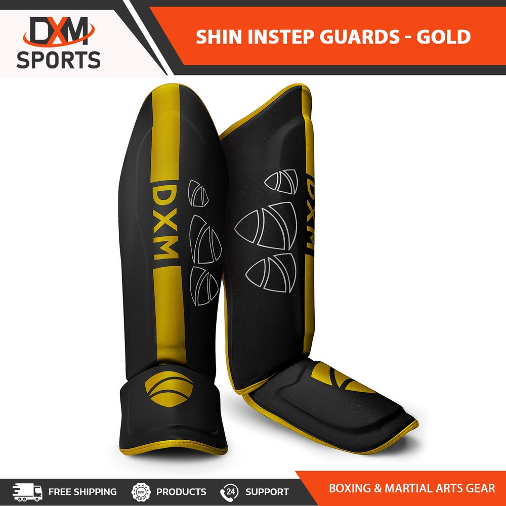 DXM SPORTS Shin Instep Protector MMA Leg Foot Pad Muay Thai Kickboxing Training