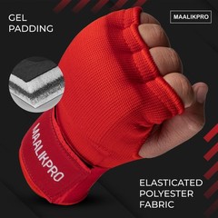Boxing Hand Wraps Gel Inner Gloves | Padded for Large, Red