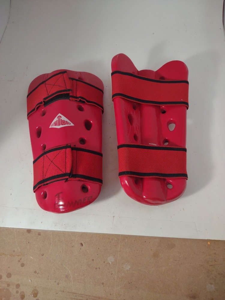 Century Martial Arts Sparring Shin Guards Pads Red Size Adult M/L 2055