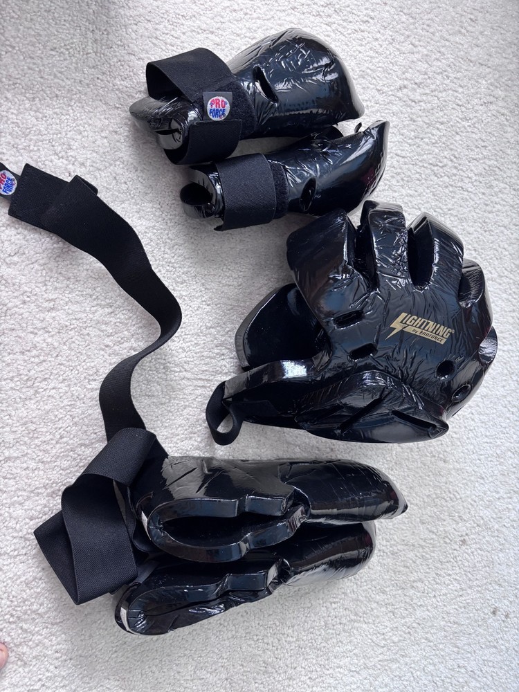 ProForce Lightning Martial Arts Sparring Gear Set – Black – Helmet, Hand & Foot