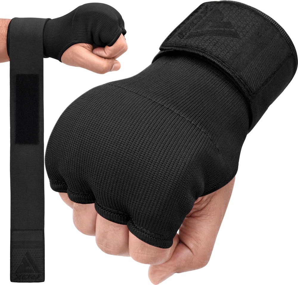 RDX Gel Boxing Hand Wraps Inner Gloves Men Women, Quick Large, Full Black