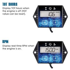 Runleader Digital Hour Meter Tachometer for Lawn Mower Tractor Generator ATV