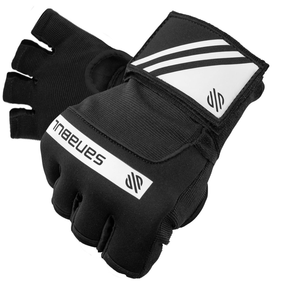 Sanabul Gel Boxing Hand Wraps for Men & Women Muay Large-X-Large, Black/White