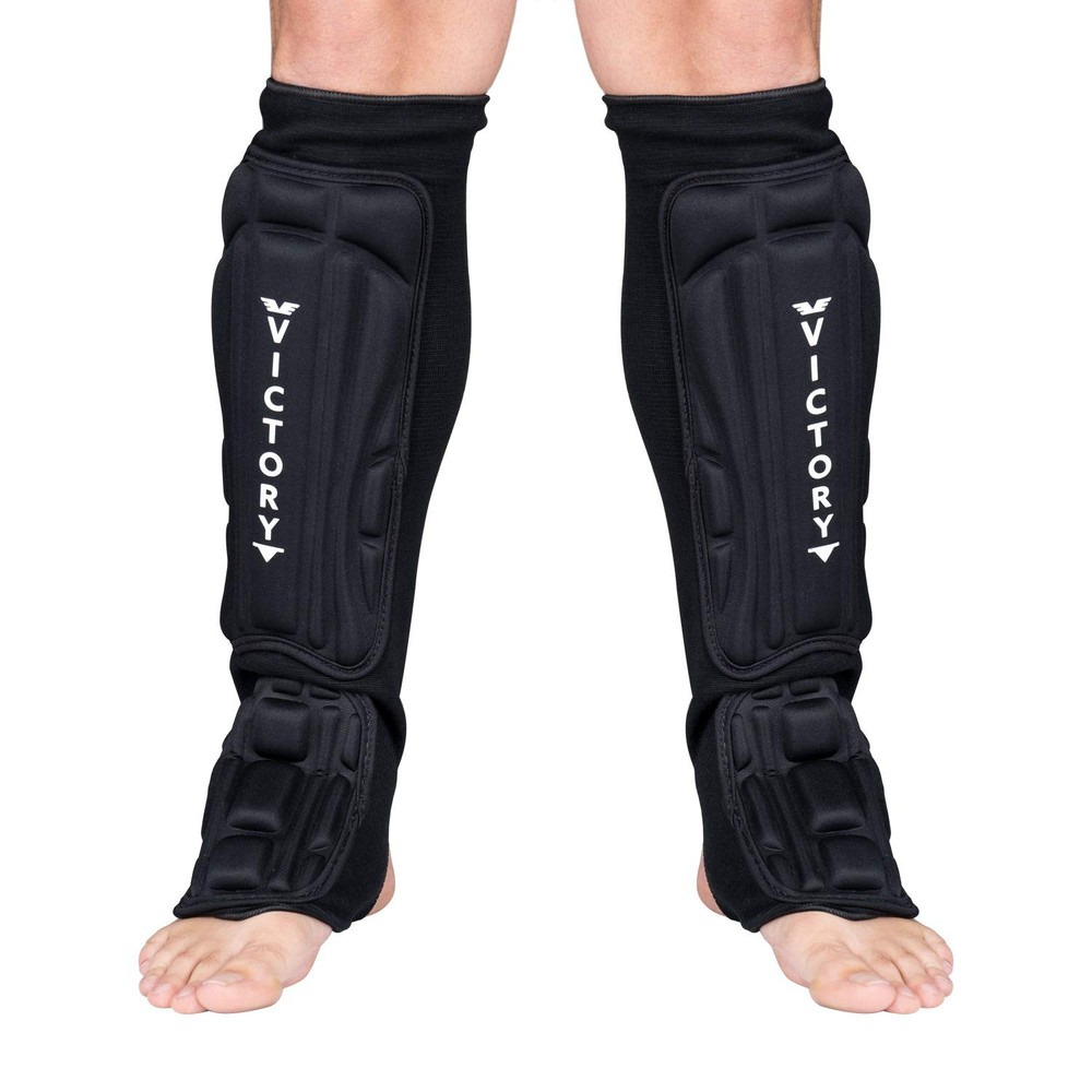 Kickboxing, Muay Thai MMA Martial Arts Shin Guards, Instep Guard Large, Black