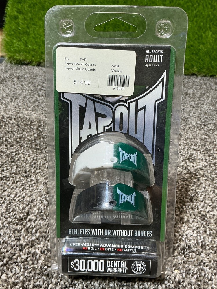 Battle Tap Out Mouthguard 2-Pack Green/White and Black All Sports Adult