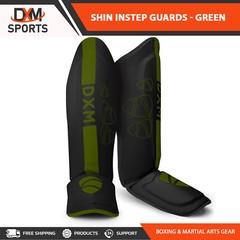 DXM MMA Shin Guards Muay Thai Kickboxing Sparring Leg Instep Protector Green