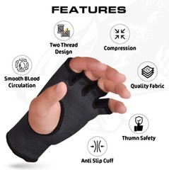 Boxing Hand Wraps, Boxing, Compression Wrist Sleeves, Padded Gloves MMA Muay Tha