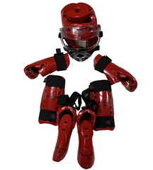 Macho Red Martial Arts Youth Sparring Gear Helmet, Gloves, Shin And Foot Guards