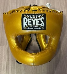 Cleto Reyes Boxing Headgear Full Face Gold Leather Free Size New Mexico