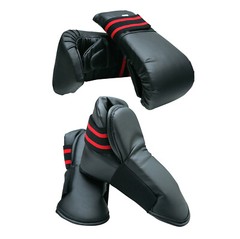 Black Martial Arts Gear Hand and Feet guard Karate Taekwondo Sparring Vinyl Set