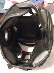 RevGear Black Leather Headgear With Removable Face Cage-Size L