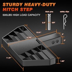 Hitch Step for 2″ Receiver, Universal Rear 450LBS/15.9″ Length Rounded corner