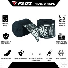 Fadi Sports 180″ Boxing Hand Wraps Black Elastic Knuckle Wraps MMA Muay Thai