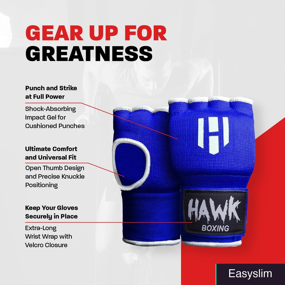 Hand Wraps Boxing Training Gel Padded Large-XL Blue Cotton Pair