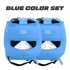FADI Sports A1 Leather Boxing Headgear 2 Pack S/M Blue MMA Muay Thai Guard