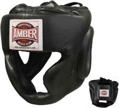Amber Extreme Full-Face Leather Headgear Ultimate Protection, Black