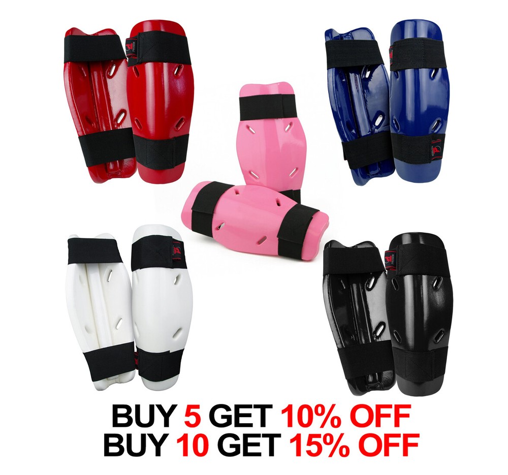 New Dipped Foam Sparring Shin Guards Pads Martial Arts Karate TKD Kickboxing MMA