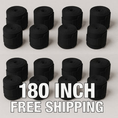 180″ Black Hand Wraps 4 Pairs Boxing, MMA, Kickboxing, Muay Thai Wrist Support