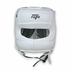 FADI Sport White Leather Boxing Headgear Sparring MMA Muay Thai Karate Taekwondo