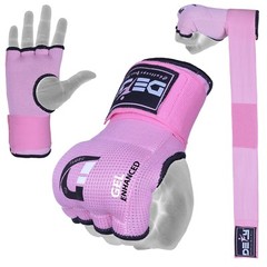 DEFY Gel Padded Ladies Inner Gloves with Hand Wraps MMA Muay Thai Pink S to XL
