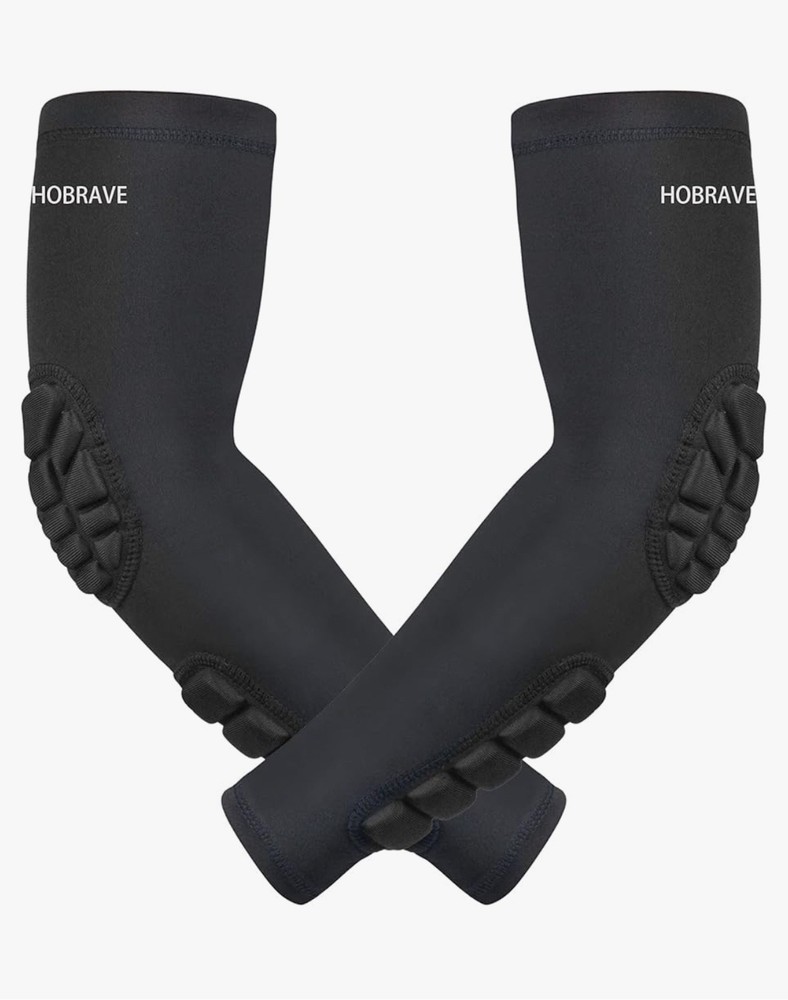 Hobrave Padded Arm Sleeves 2 Pack Crashproof Elbow Forearm Pads X-Large Black