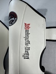 (A-1)Boon Martial Arts Shin Guards Large L Muay Thai Kickboxing White Black Pair