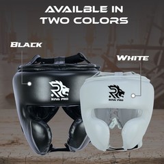 Ring Pro Boxing Headgear Leather Black Lace Up MMA Sparring Training Head Guard