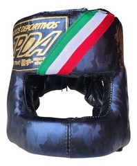 Camo Blue Leather Boxing Full Face Headgear String Type Made In MEXICO Adults