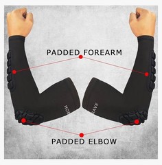 Hobrave Padded Arm Sleeves 2 Pack Crashproof Elbow Forearm Pads X-Large Black