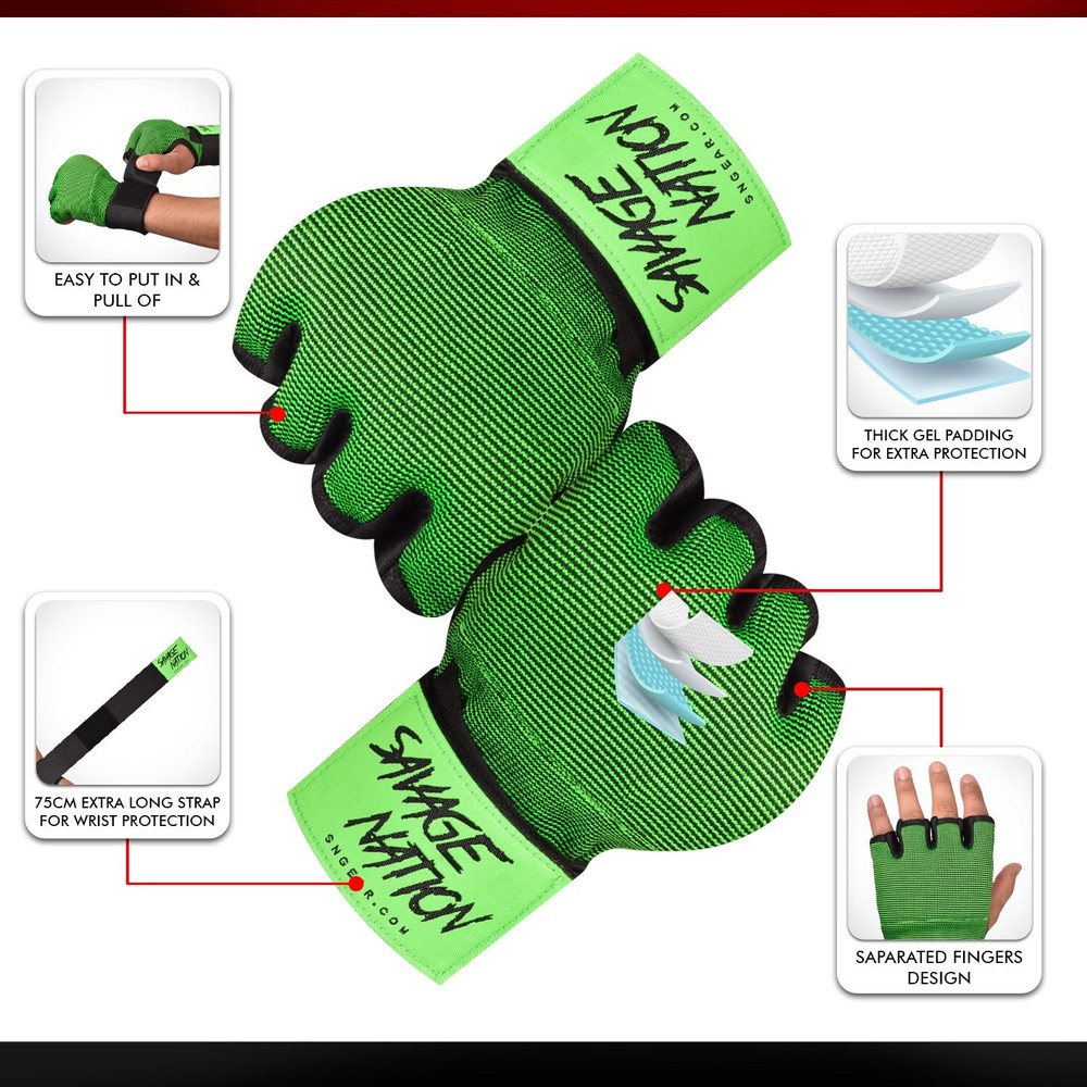 BeSavage Gel Padded Inner Gloves with Hand Wraps MMA Muay Thai Boxing Fight PAIR