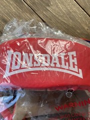 LONSDALE MENS CLUB SPARRING CHALLENGER OPEN FACE HEADGUARD RED SIZE LARGE