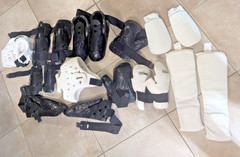 Lot of older Martial Arts Sparring Gear Youth Size Small & Medium Pads chest