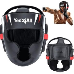 Yes4All Full Face Boxing Headgear – Adjustable Lightweight A. Medium, Black