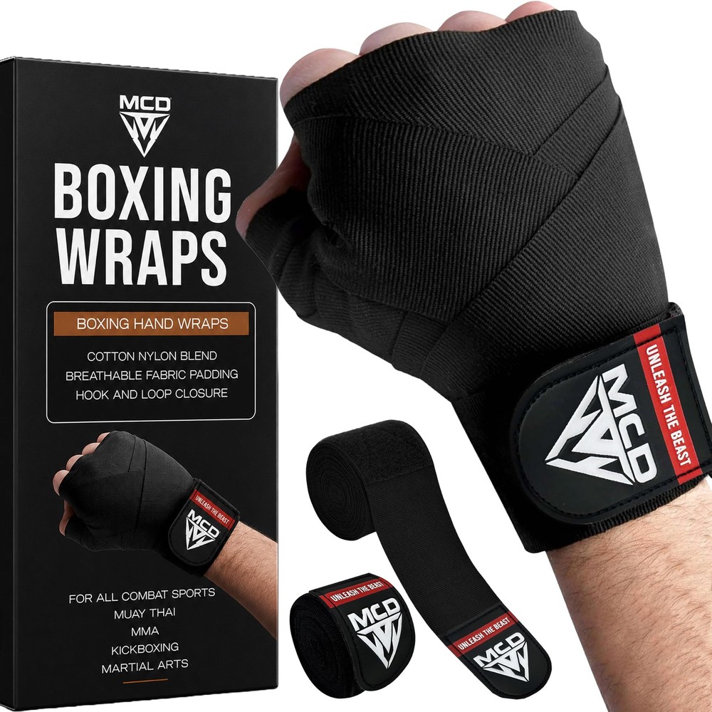 MCD Boxing Wraps for Men & Women 4.5m (180 inch Hand Boxing), Black