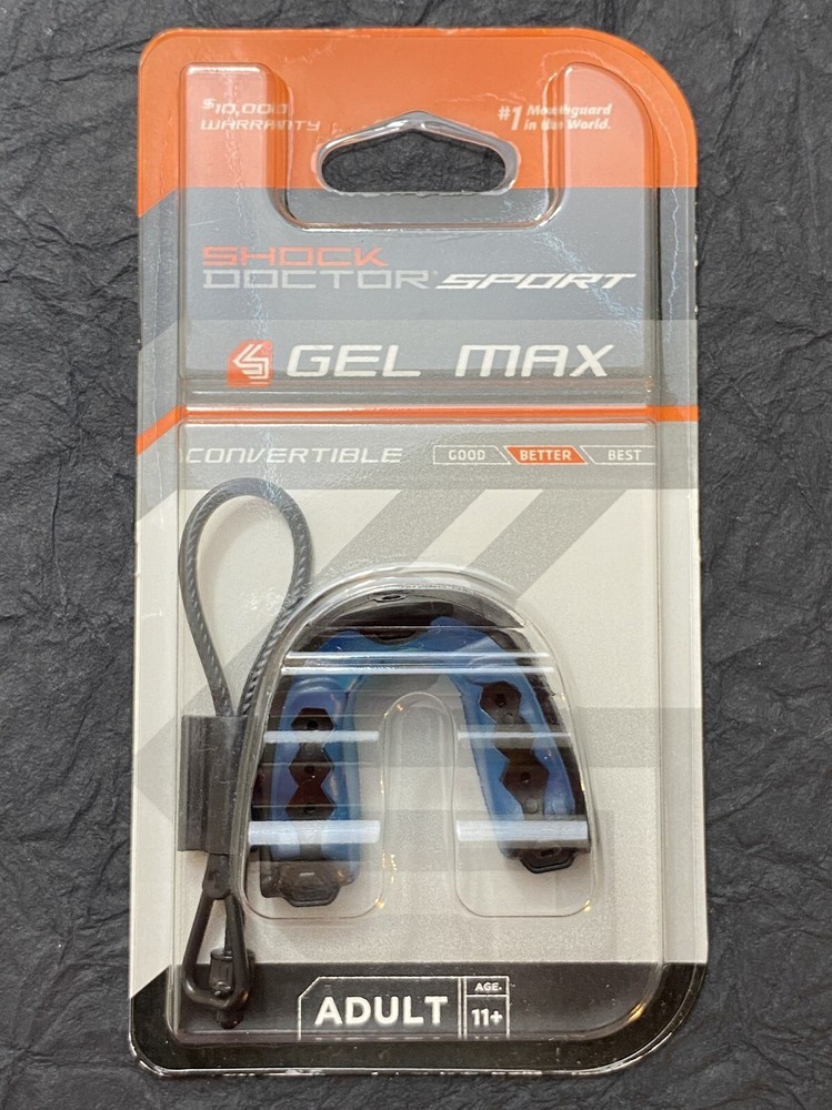 Shock Doctor Sport Gel Max Mouthguard Adult Convertible Black Gel Fit Age 11+