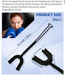 50PCS Sports Mouthguard w/ Strap Adult Soft Mouth Guard Boxing Hockey