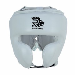 Ring Pro Boxing Headgear Leather Black Lace Up MMA Sparring Training Head Guard