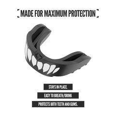 2 Pack Nxtrnd Rush Dual Layer Mouthguard, One Size, Black & White Fangs