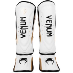 Venum Elite Evo Protective Shin Instep Guards – White/Gold