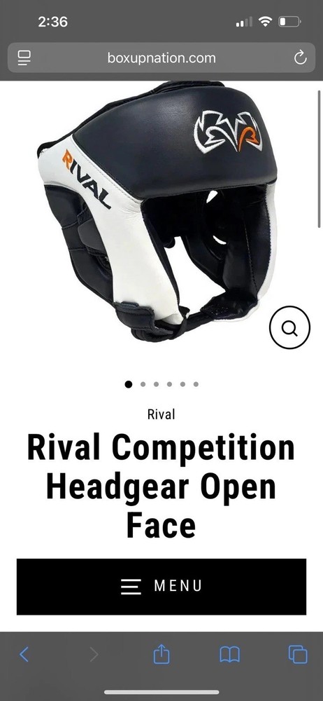 Rival Competition Headgear Open Face Boxing Head Guard Black/White