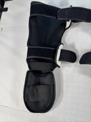(A-1)Boon Martial Arts Shin Guards Large L Muay Thai Kickboxing White Black Pair
