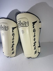 FAIRTEX SP7 TWISTED SHIN PADS GUARDS WHITE MUAY THAI KICK BOXING MMA K1 – Xl