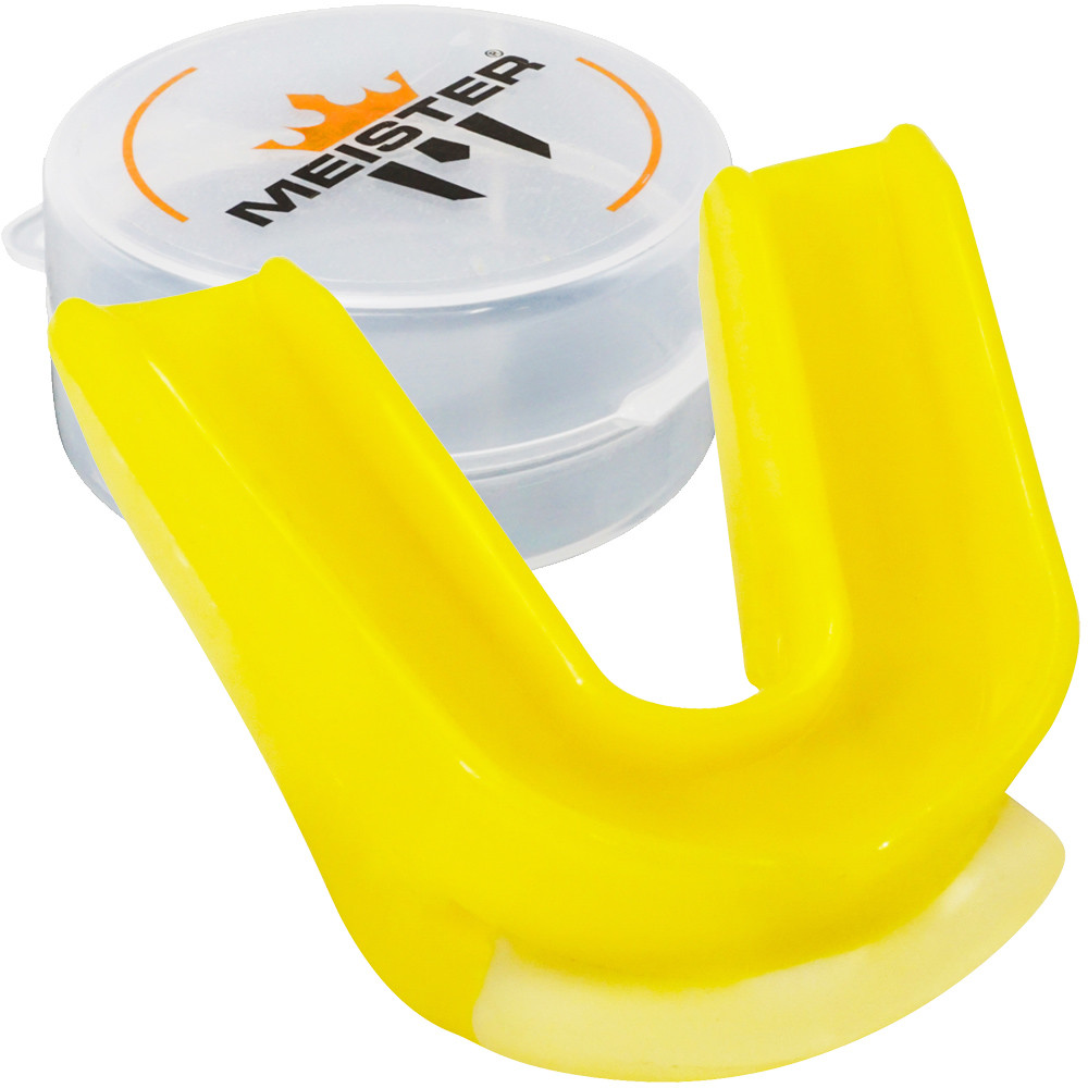 YELLOW DOUBLE MOUTH GUARD w/ CASE – MEISTER MMA Gum Shield CUSTOM FIT MOLDABLE