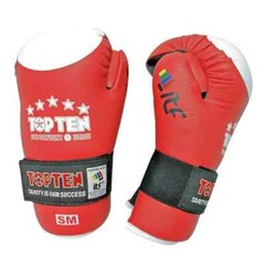 TOPTEN SUPERFIGHT RED or Blue Glove LEATHER ITF TAEKWONDO SAFETY GEAR SPARRING