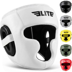 Elite Sports Boxing Headgear Men, Head Guard Sparring One Size, White