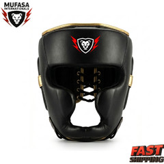 MUFASA INTERNATIONAL Cowhide Leather Boxing Headguard Sparring Kickboxing Gear
