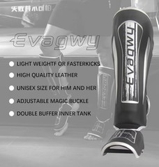 Evagwy Large Shin Guards Kickboxing MMA Boxing Leg/Shin Protectors – Size L