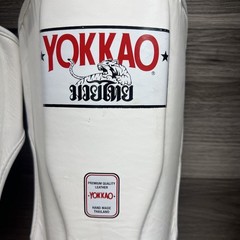 YOKKAO Medium White Shin Guard . Hand Made Thailand Kick Boxing